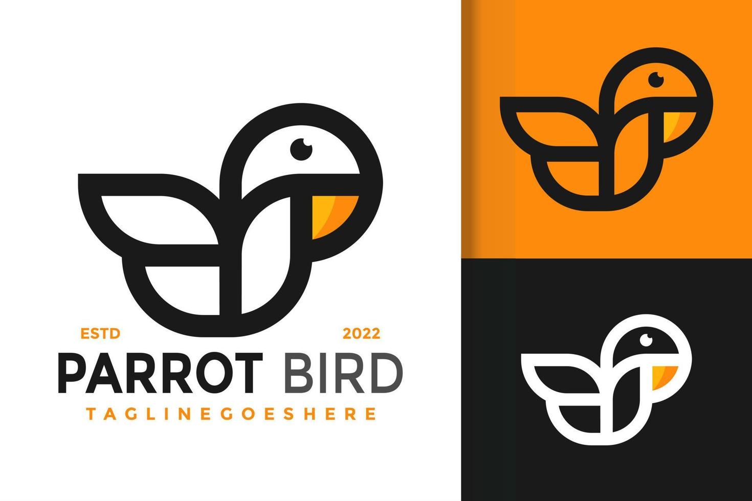 création de logo oiseau perroquet lettre p, vecteur de logos d'identité de marque, logo moderne, modèle d'illustration vectorielle de dessins de logo