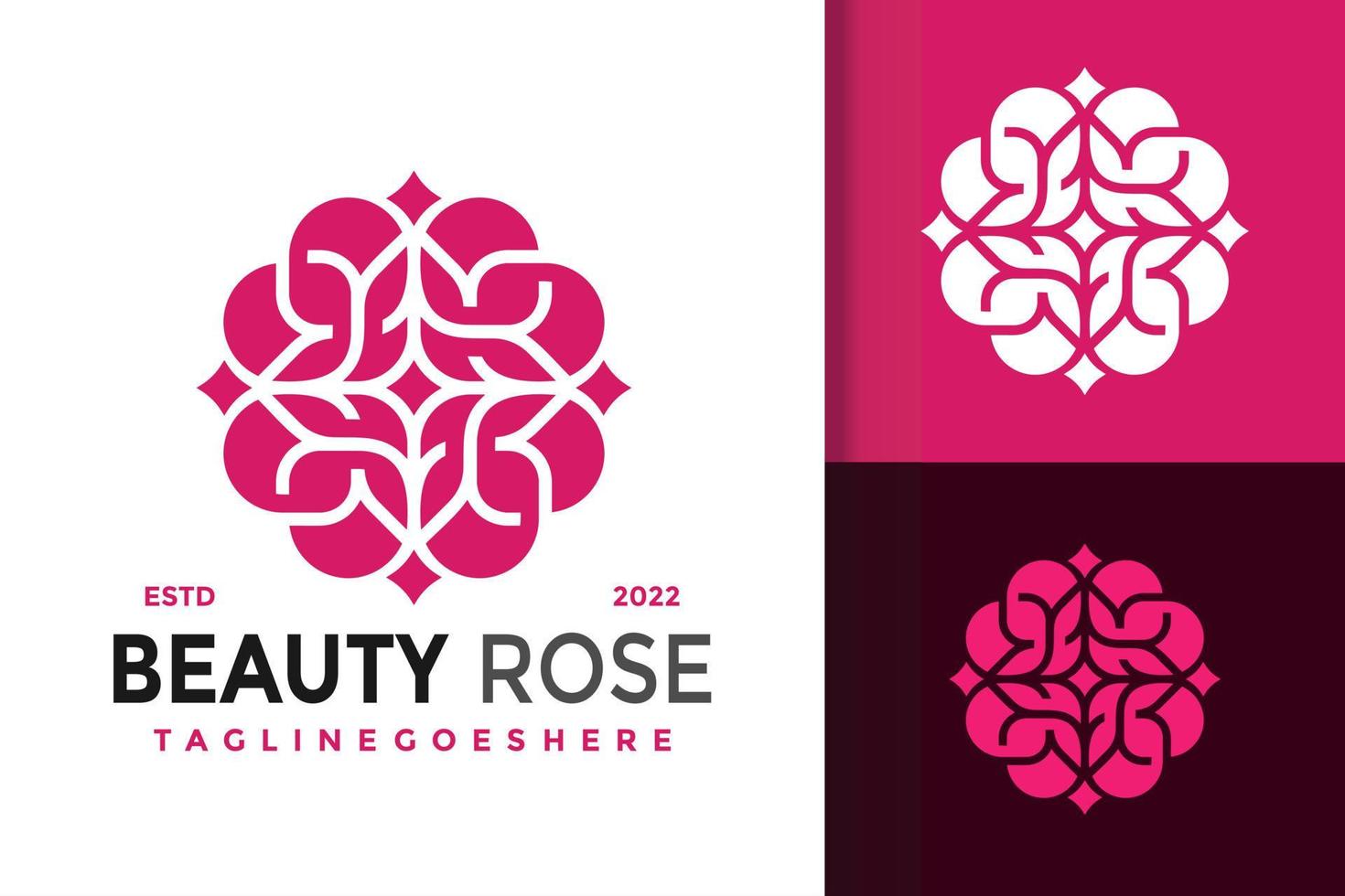 création de logo abstrait beauté rose, vecteur de logos d'identité de marque, logo moderne, modèle d'illustration vectorielle de dessins de logo