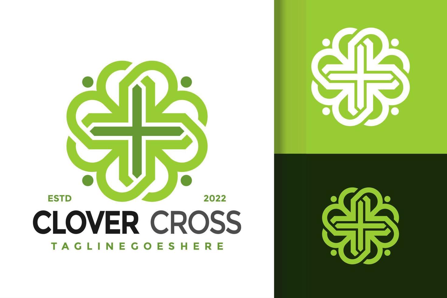 création de logo de croix de trèfle linéaire, vecteur de logos d'identité de marque, logo moderne, modèle d'illustration vectorielle de conceptions de logo