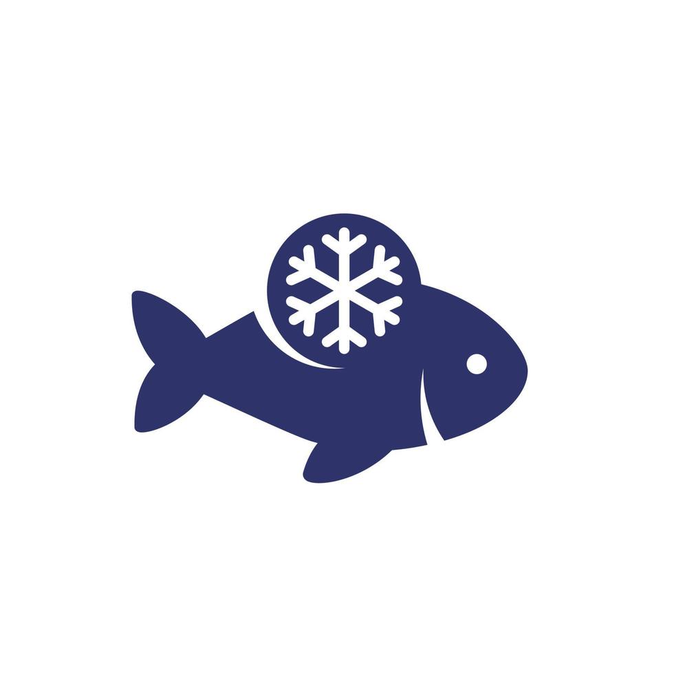 icône de poisson congelé sur blanc vecteur