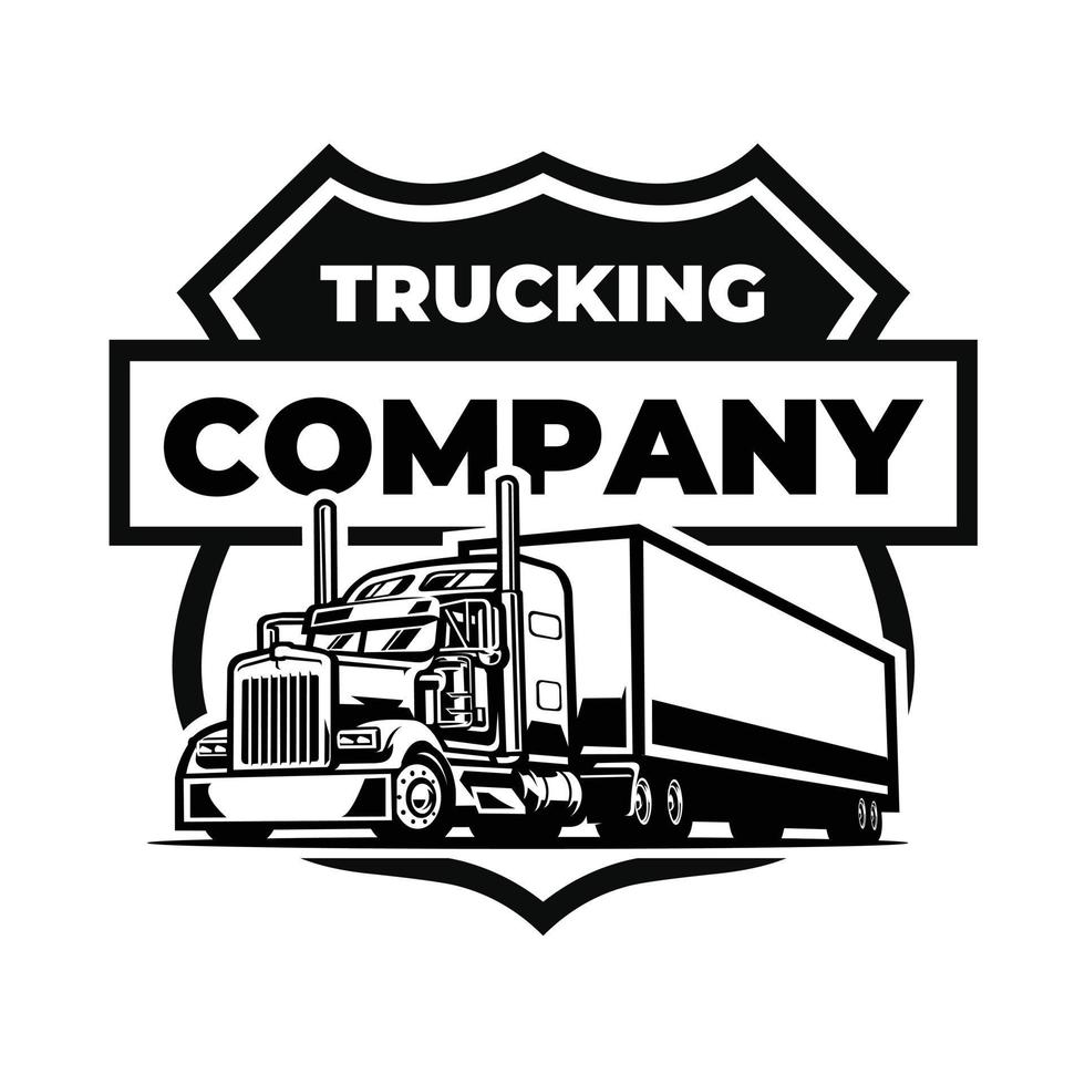 insigne d'emblème de société de camionnage monochrome vecteur de logo prêt à l'emploi isolé. le meilleur pour l'industrie du camionnage et du fret