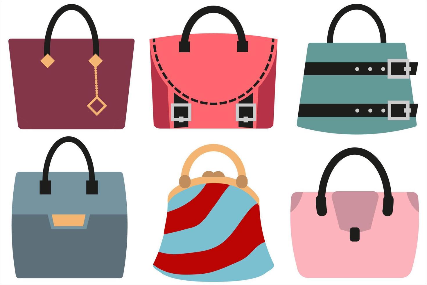 ensemble de sacs pour femmes élégants fabriqués dans un style plat. illustration vectorielle. vecteur