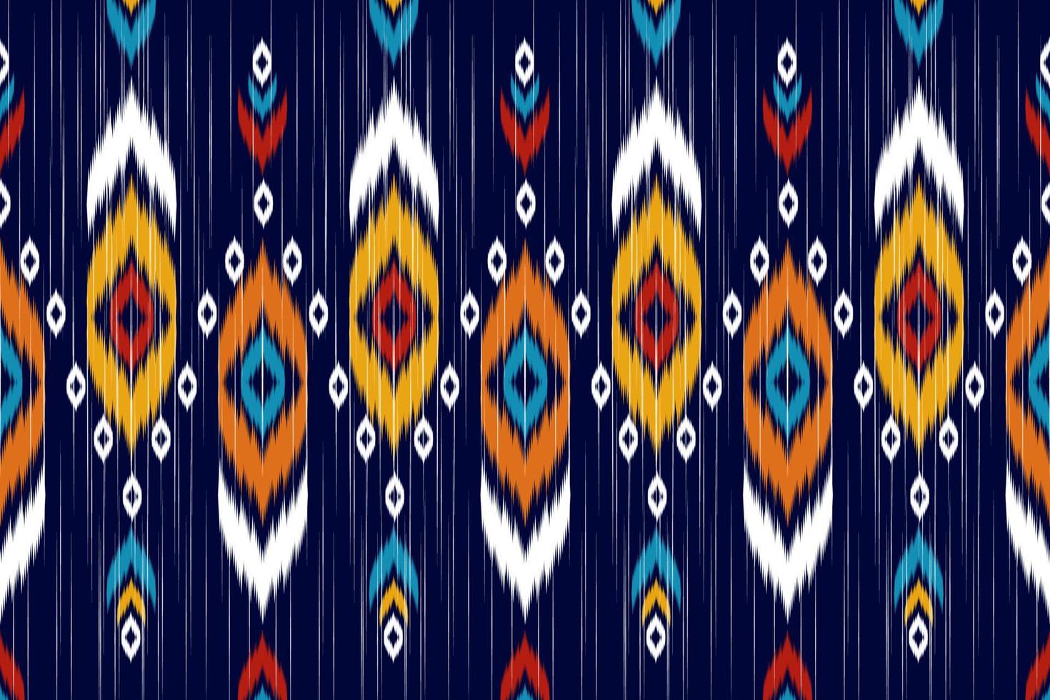 modèle sans couture ikat en tribal. tissu motif ethnique art. style américain, mexicain. conception pour le fond, papier peint, illustration vectorielle, tissu, vêtements, tapis, textile, batik, broderie. vecteur