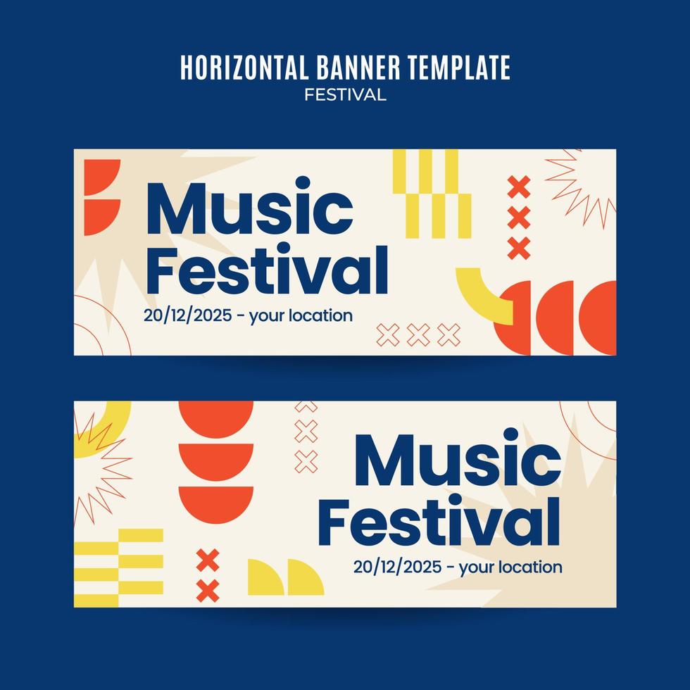 bannière web du festival pour l'affiche horizontale des médias sociaux, la bannière, l'espace et l'arrière-plan vecteur