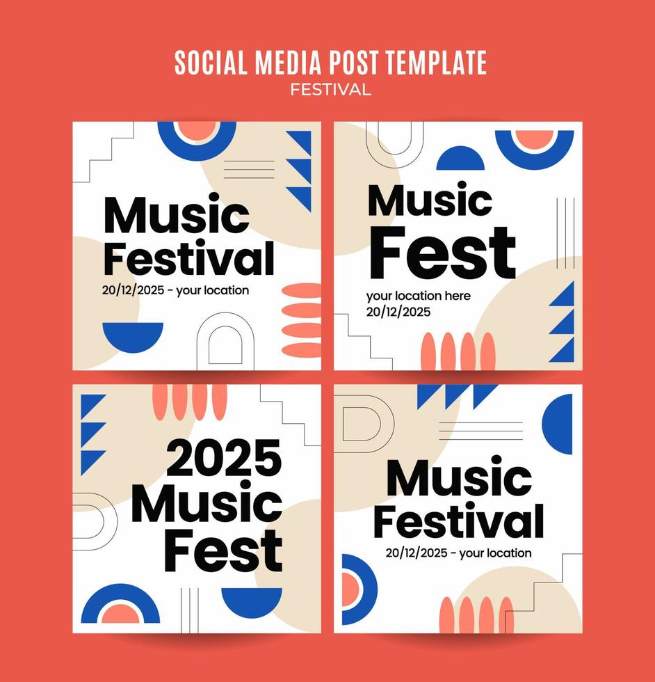 bannière web du festival pour l'affiche carrée des médias sociaux, la bannière, l'espace et l'arrière-plan vecteur