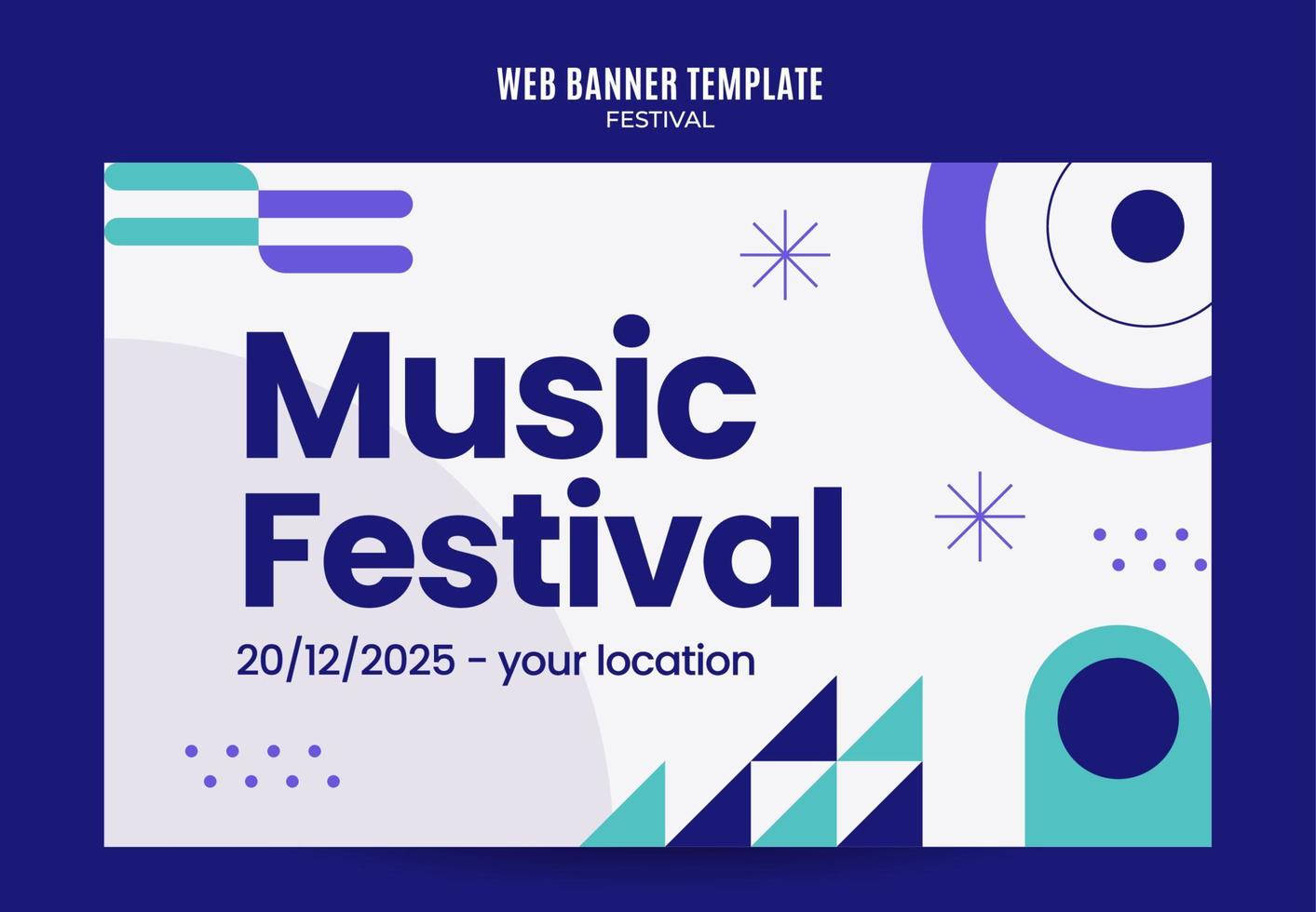 bannière web du festival pour l'affiche, la bannière, l'espace et l'arrière-plan des médias sociaux vecteur