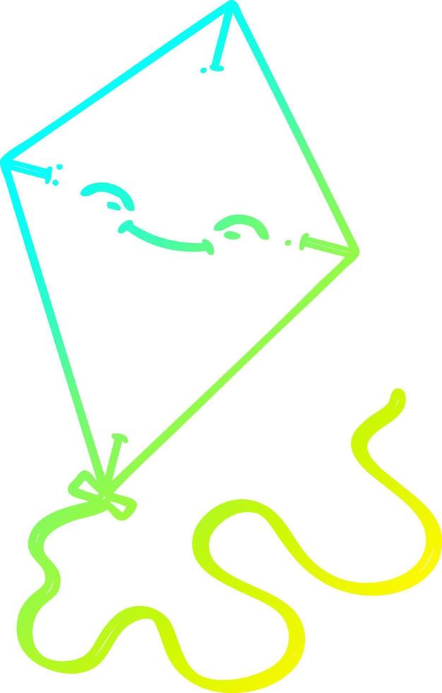 cerf-volant de dessin animé de ligne de gradient froid vecteur