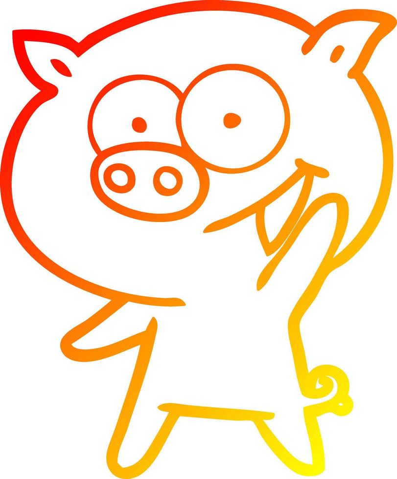 dessin de ligne de gradient chaud dessin de cochon joyeux vecteur