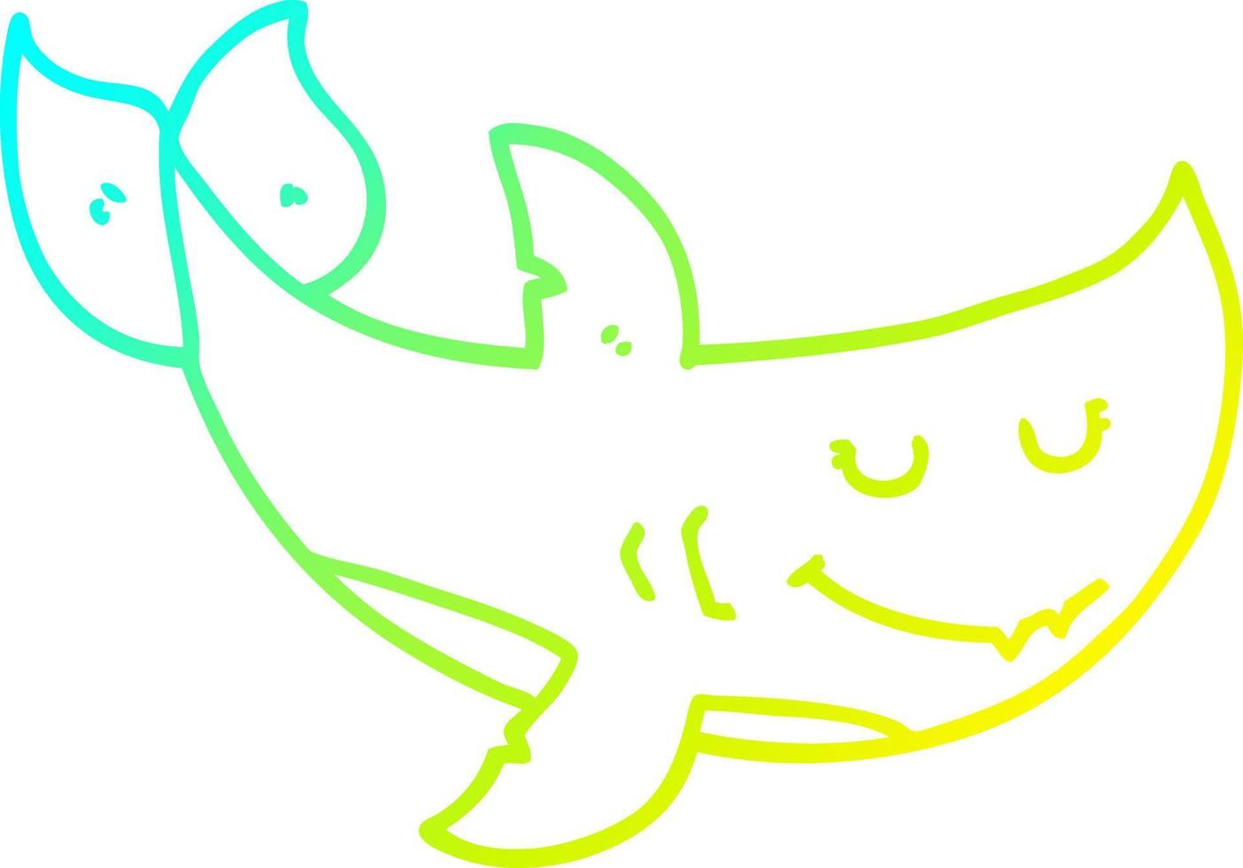 ligne de gradient froid dessinant un requin de dessin animé vecteur