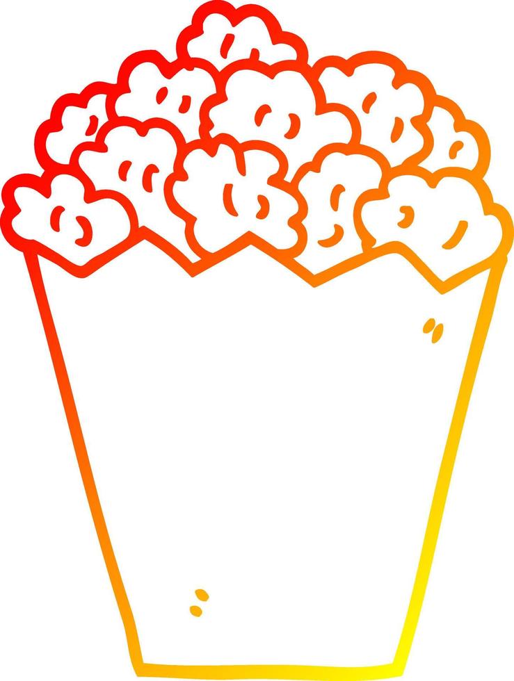 dessin de ligne de gradient chaud popcorn de dessin animé vecteur