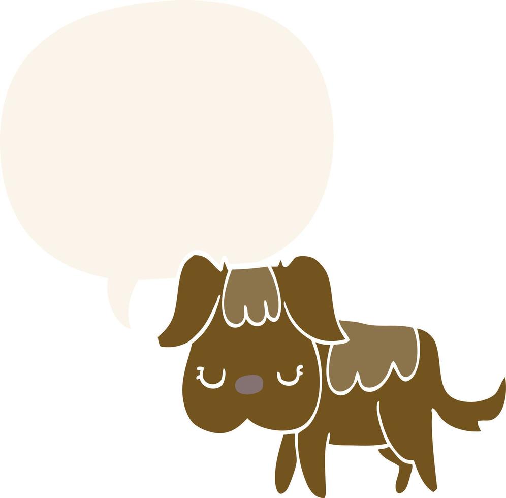 chien de dessin animé et bulle de dialogue dans un style rétro vecteur