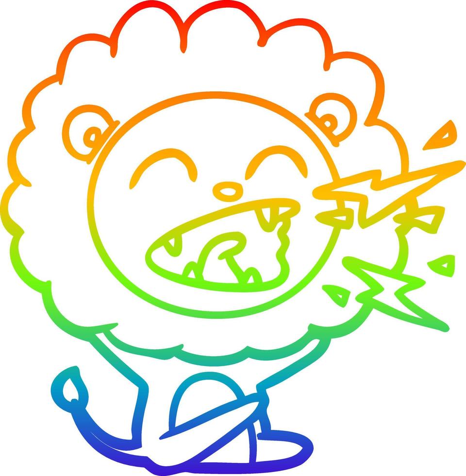 arc en ciel gradient ligne dessin dessin animé lion rugissant vecteur