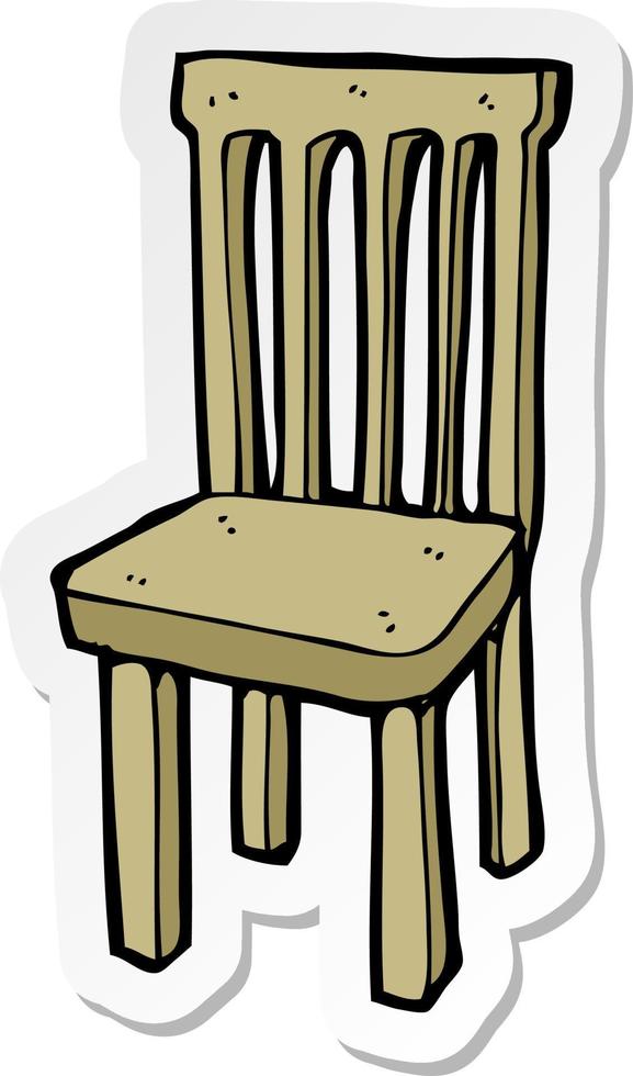 autocollant d'une chaise en bois de dessin animé vecteur