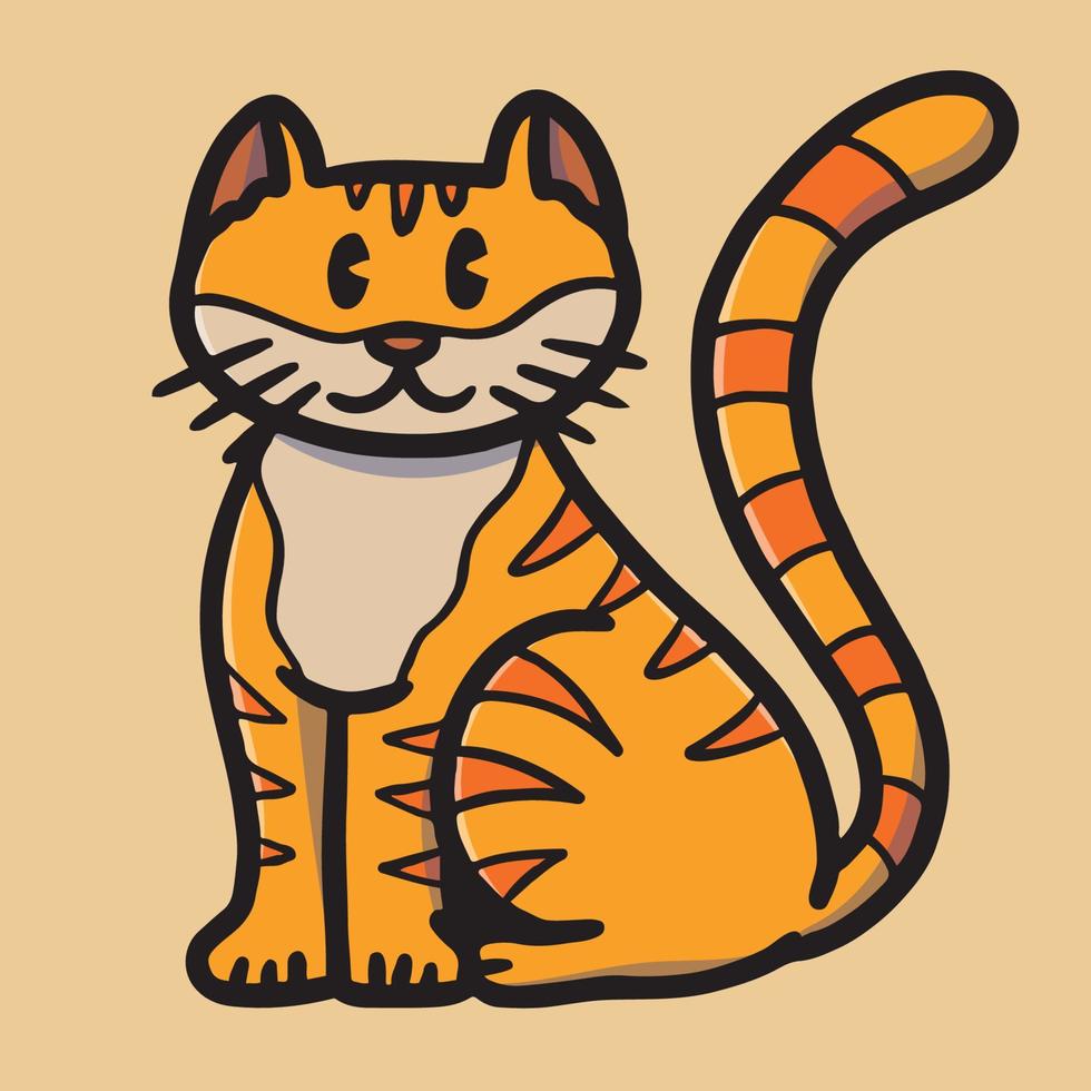 illustration de chat orange mignon dessiné à la main vecteur