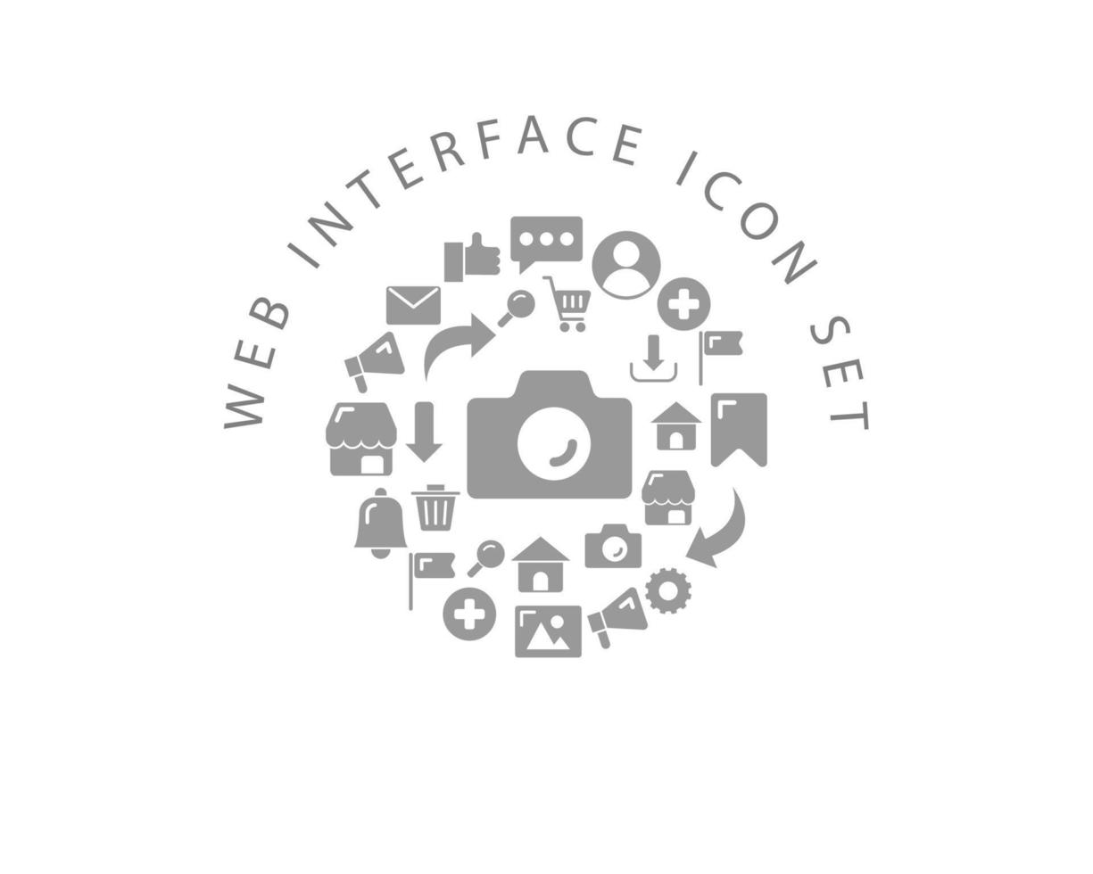conception de jeu d'icônes d'interface Web sur fond blanc. vecteur
