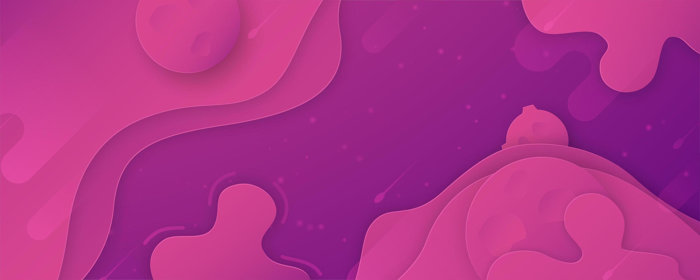 bannière de formes fluides en couches violet et rose vecteur
