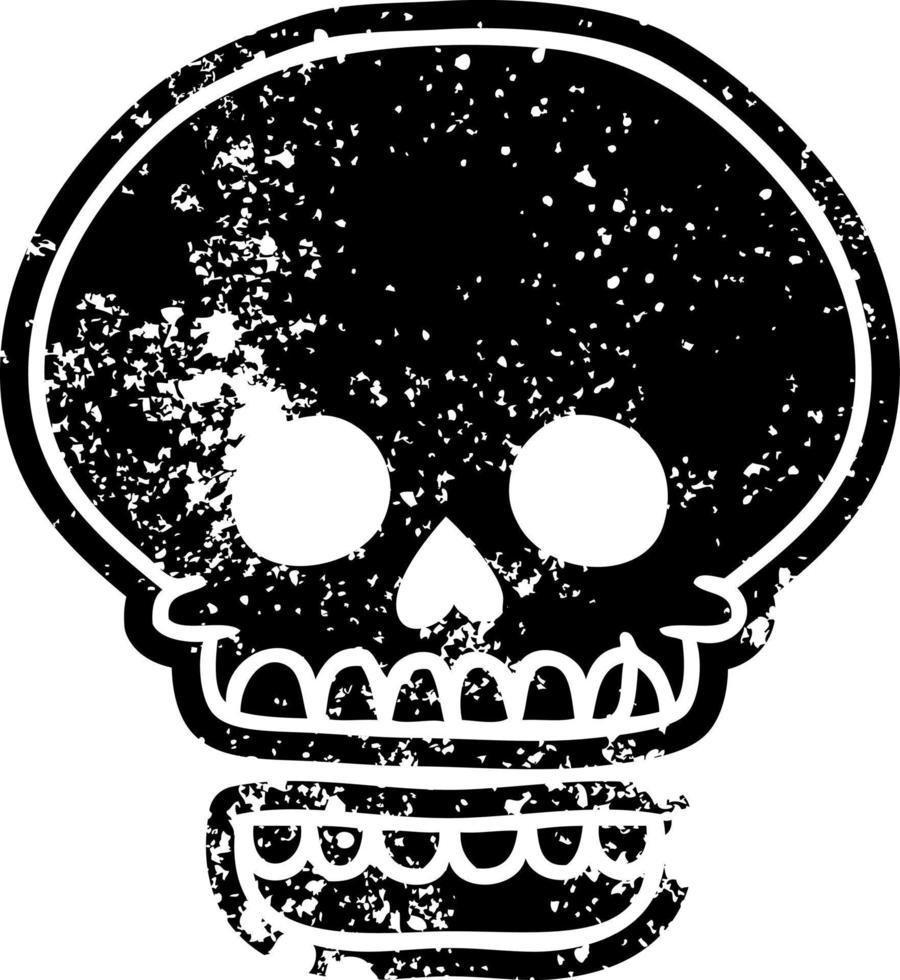 icône grunge dessin d'une tête de mort vecteur