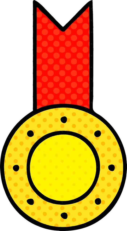 médaille d'or de dessin animé de style bande dessinée vecteur