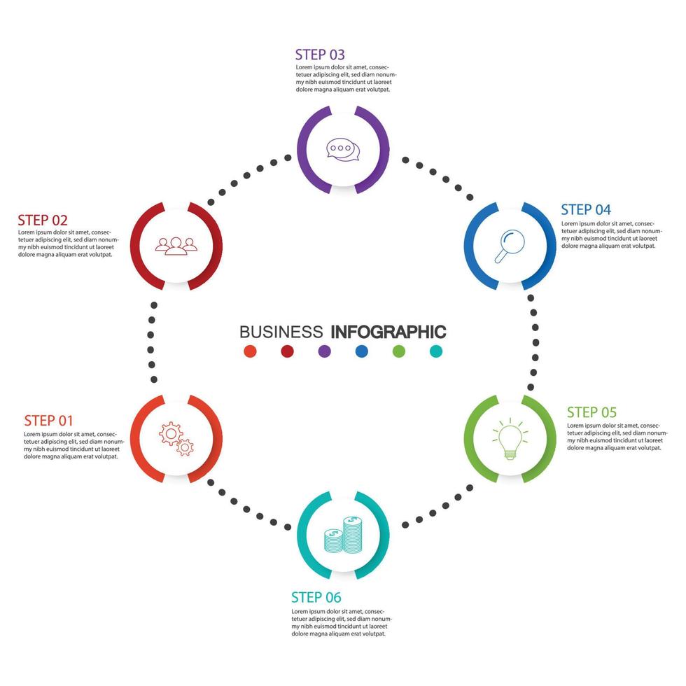 élément de cercle avec icône de papier et support de texte pour encercler le papier blanc. concept de fonctionnalités de développement commercial. modèles de conception infographique. illustration vectorielle. vecteur