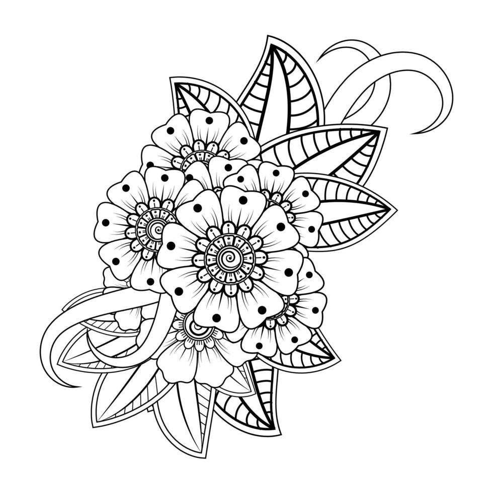 fond floral avec fleur de mehndi. ornement décoratif de style oriental ethnique. livre de coloriage. vecteur