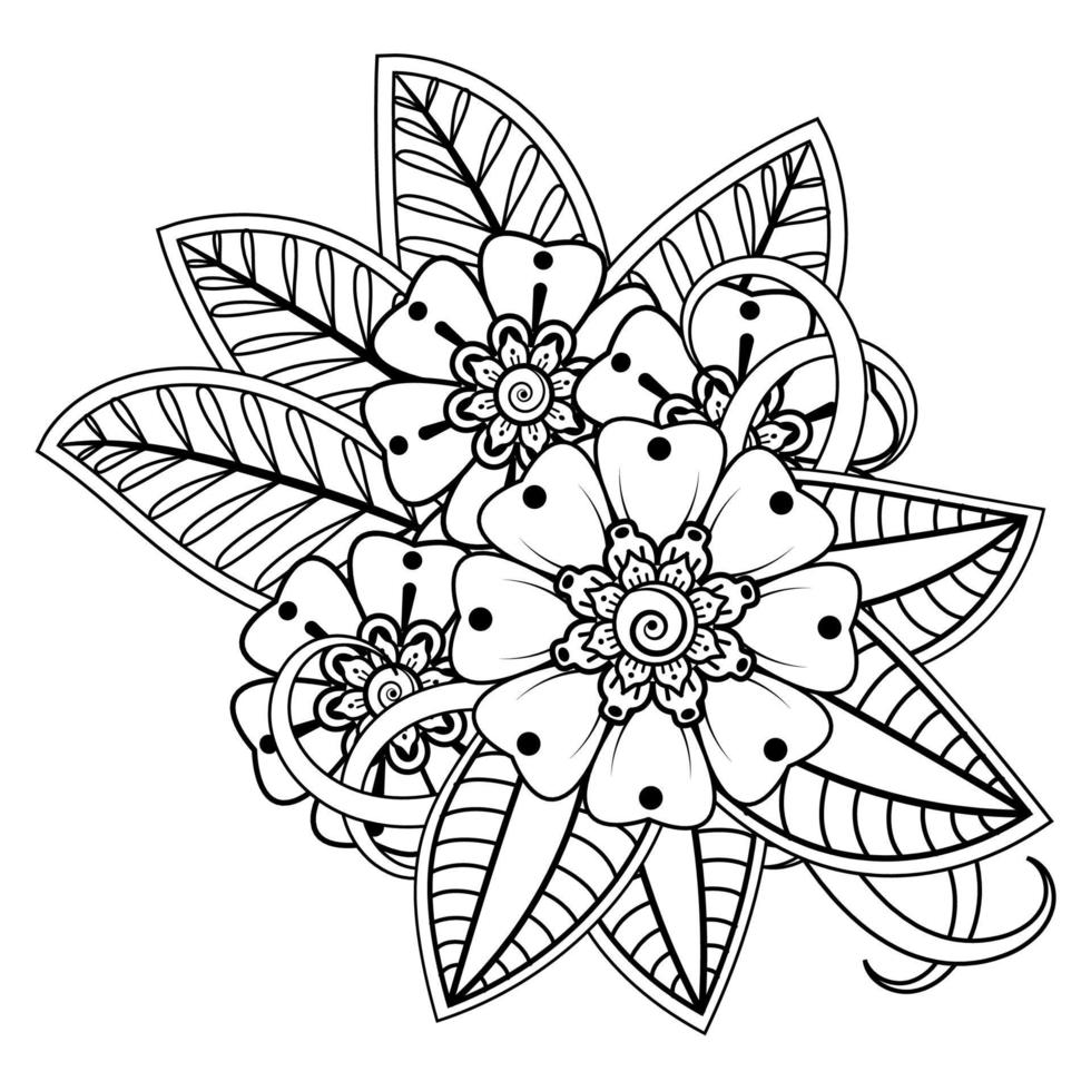 fond floral avec fleur de mehndi. ornement décoratif de style oriental ethnique. livre de coloriage. vecteur