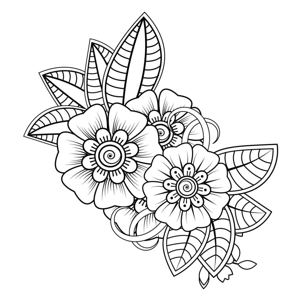 fond floral avec fleur de mehndi. ornement décoratif de style oriental ethnique. livre de coloriage. vecteur