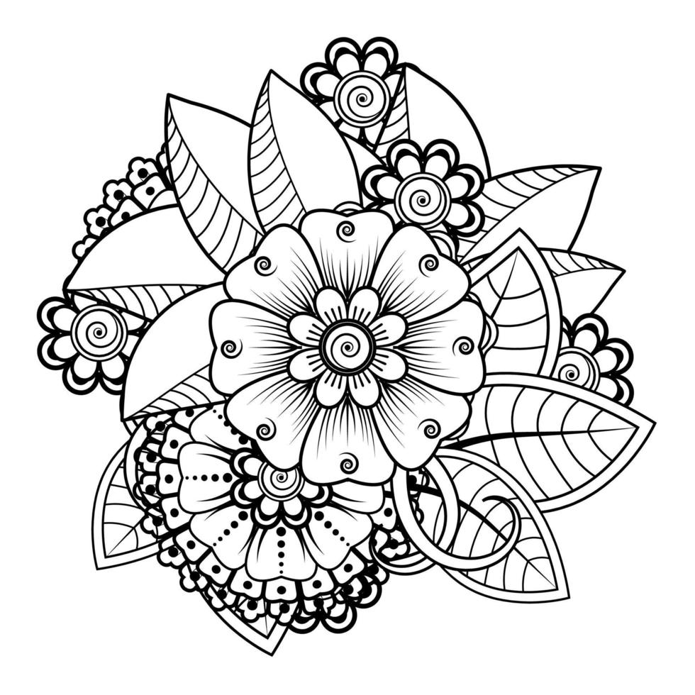 fond floral avec fleur de mehndi. ornement décoratif de style oriental ethnique. livre de coloriage. vecteur