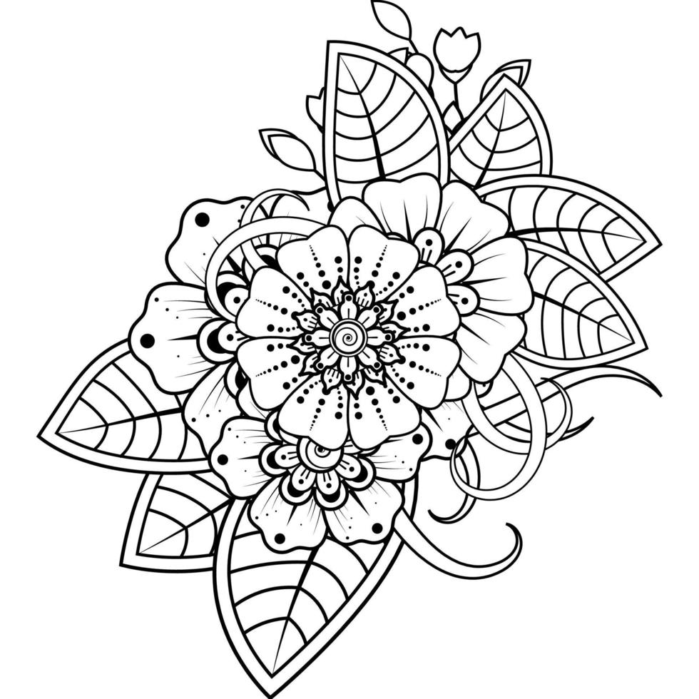 fond floral avec fleur de mehndi. ornement décoratif de style oriental ethnique. livre de coloriage. vecteur