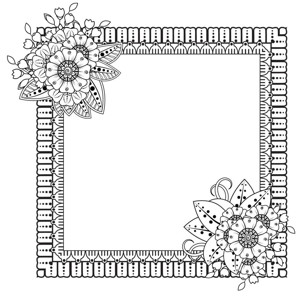 fond floral avec fleur de mehndi. ornement décoratif de style oriental ethnique. livre de coloriage. vecteur