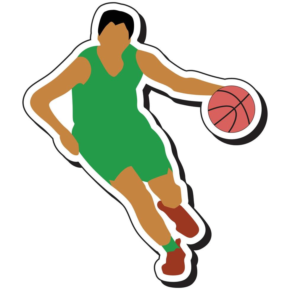 autocollant d'illustration, fille de basket-ball posant en dribble vecteur