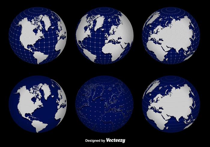 Ensemble de vecteur de grille 3d globe