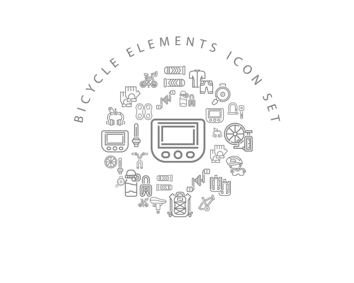 conception de jeu d'icônes de vélo sur fond blanc. vecteur