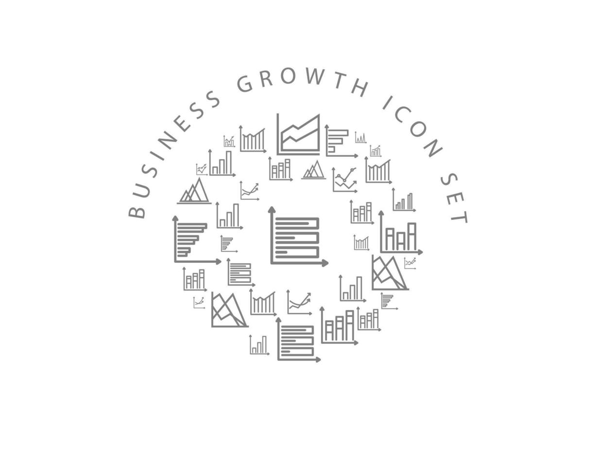 conception de jeu d'icônes de croissance d'entreprise sur fond blanc. vecteur