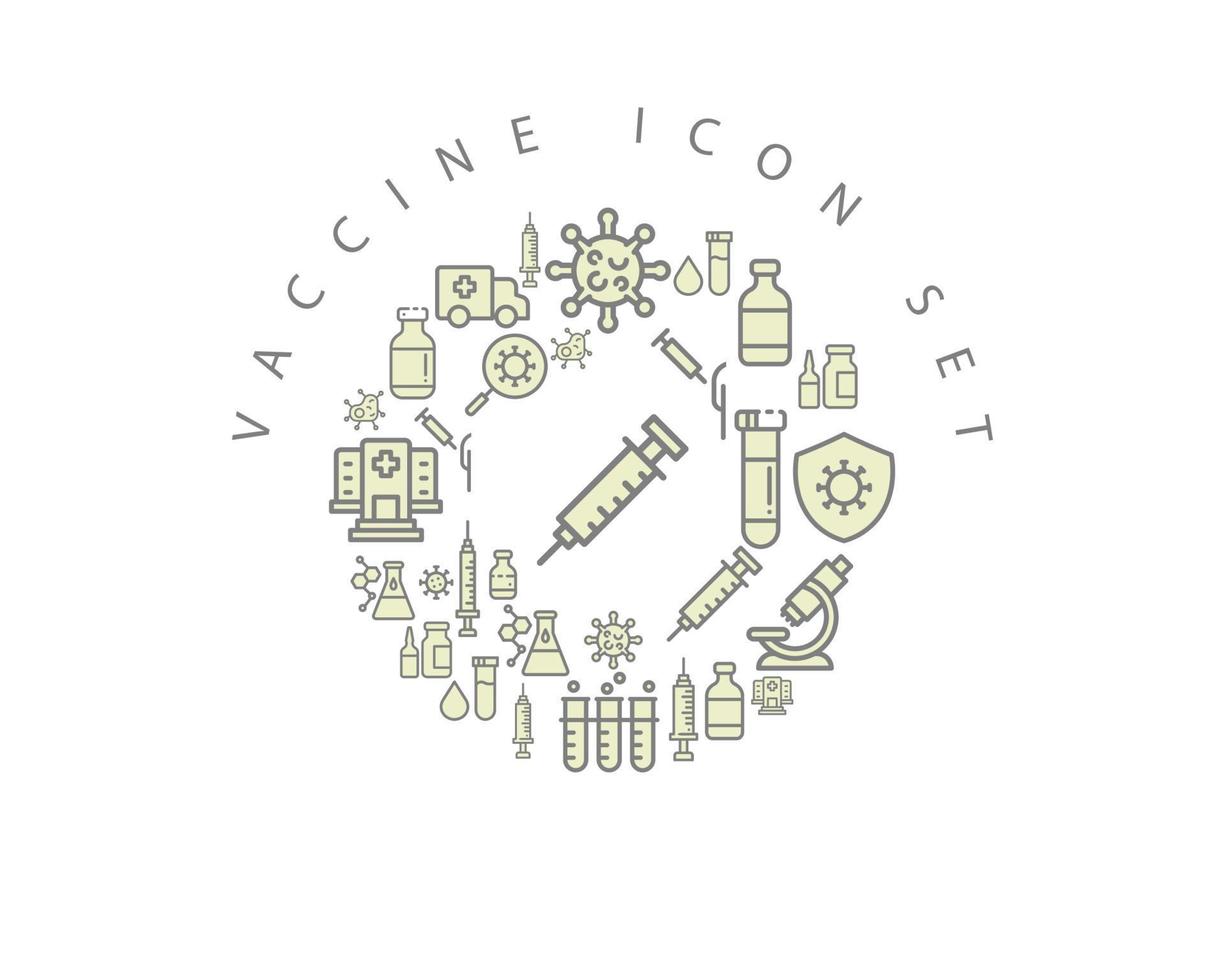 conception de jeu d'icônes de vaccin sur fond blanc vecteur