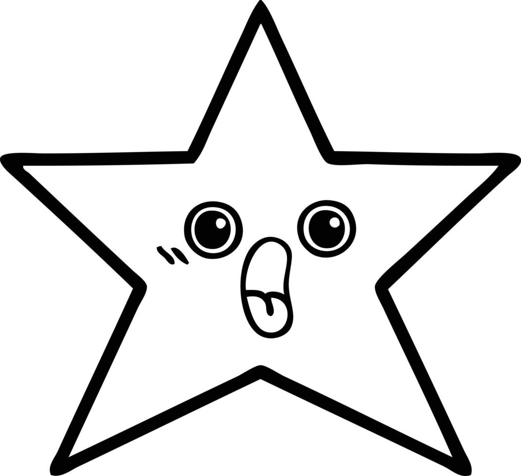 poisson étoile de dessin animé dessin au trait vecteur