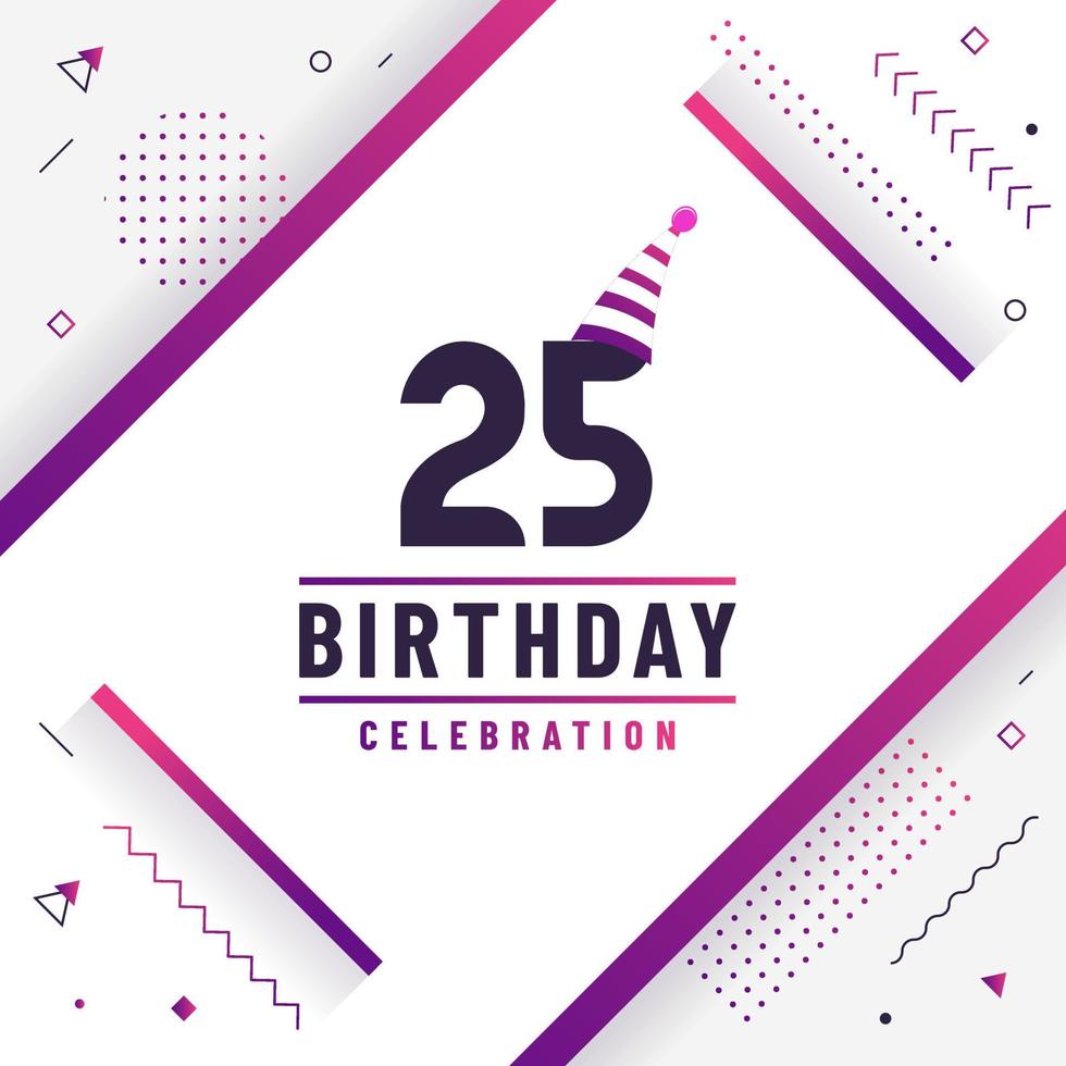 Carte de voeux d'anniversaire de 25 ans, vecteur libre de fond de célébration du 25e anniversaire.