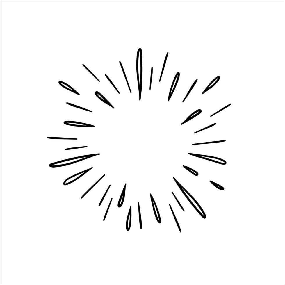doodle burst splash dans un style vintage. illustration de croquis dessinés à la main de vecteur noir. explosion d'éclat de ligne sur fond blanc.