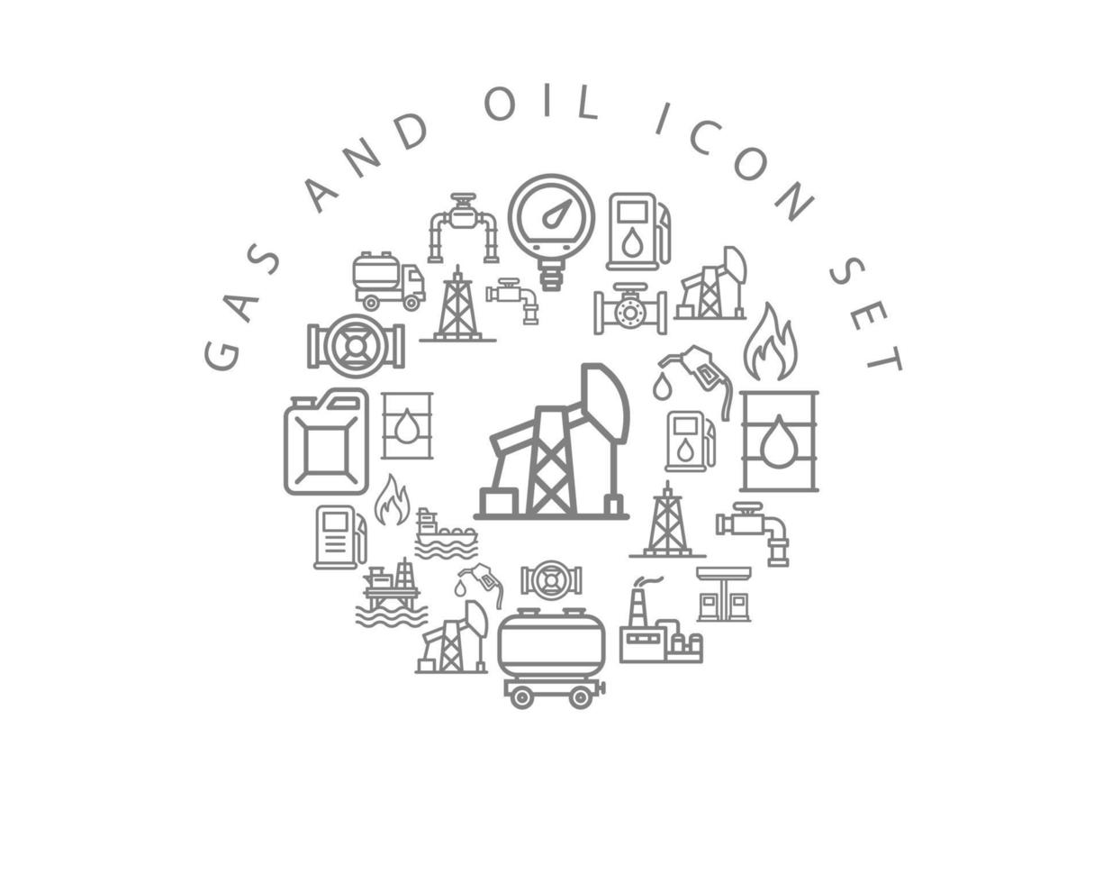 conception de jeu d'icônes de gaz et de pétrole sur fond blanc. vecteur