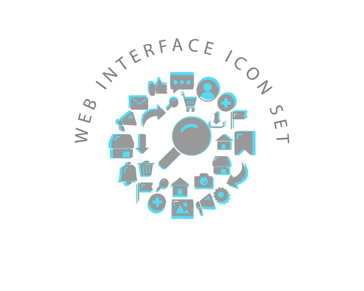 conception de jeu d'icônes d'interface Web sur fond blanc. vecteur