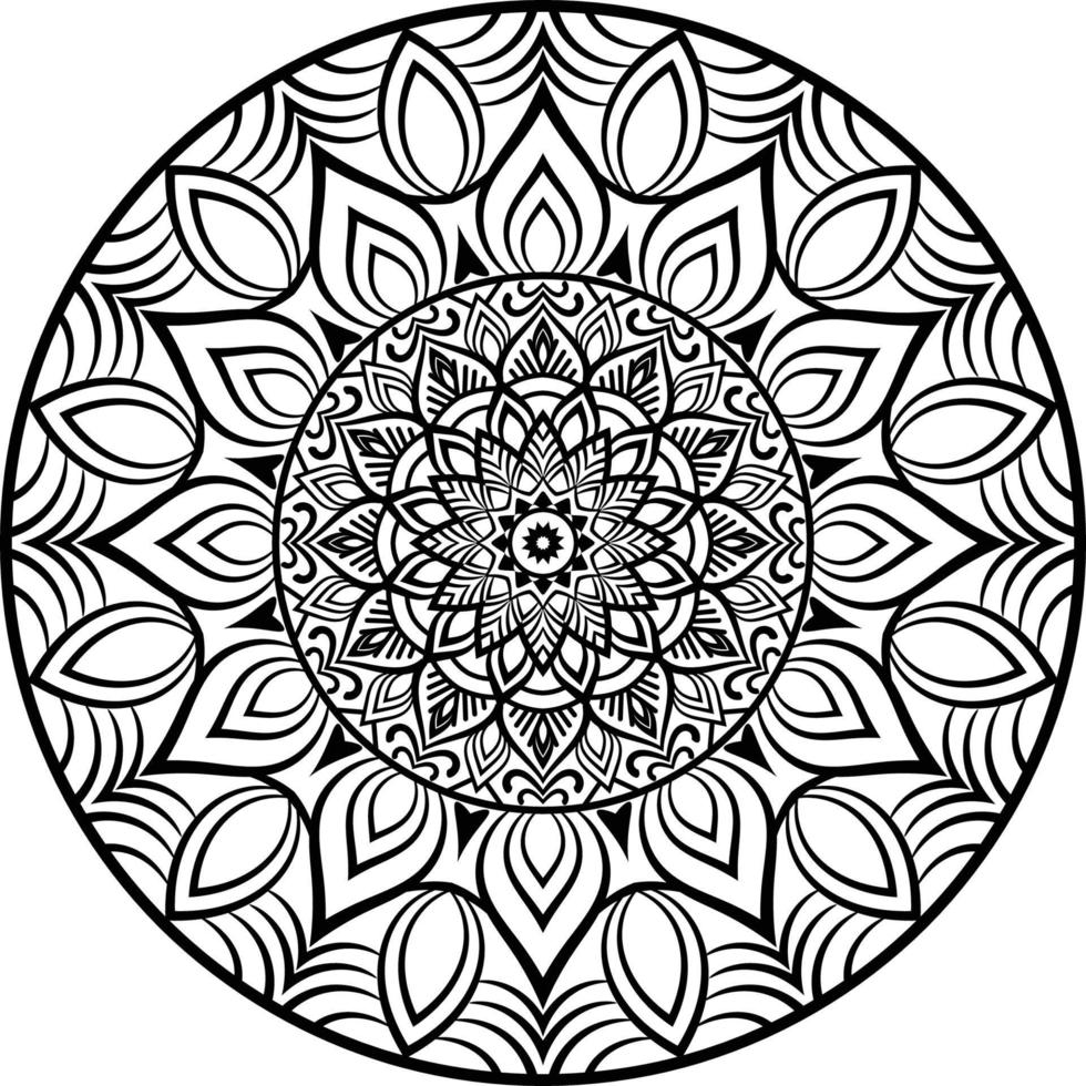 dessin au trait de conception de mandala décoratif, art traditionnel de diwali rangoli pour la présentation powerpoint. vecteur