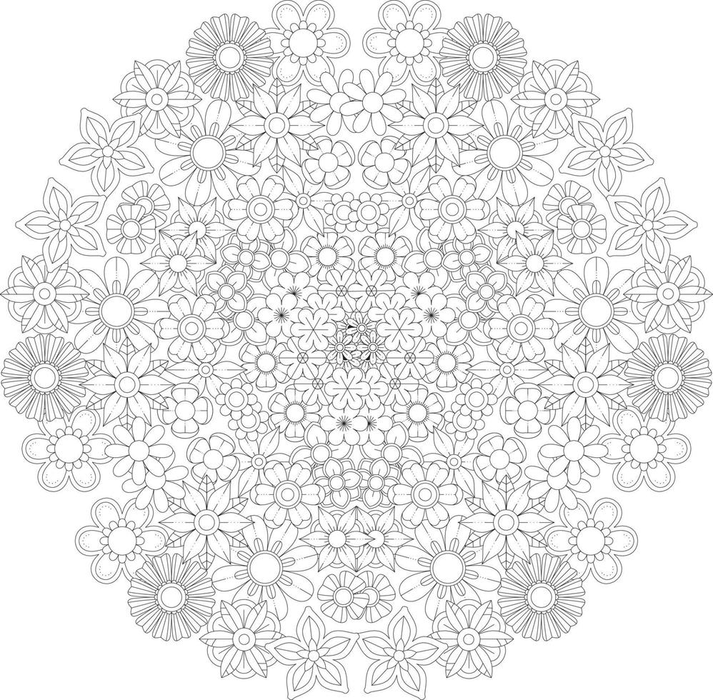 mandala floral coloriage adultes kdp intérieur vecteur