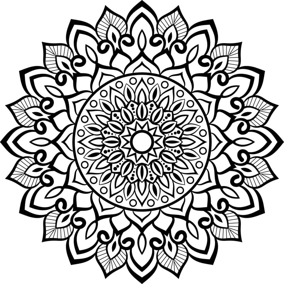 dessin au trait de conception de mandala décoratif, art traditionnel de diwali rangoli pour la présentation powerpoint. vecteur
