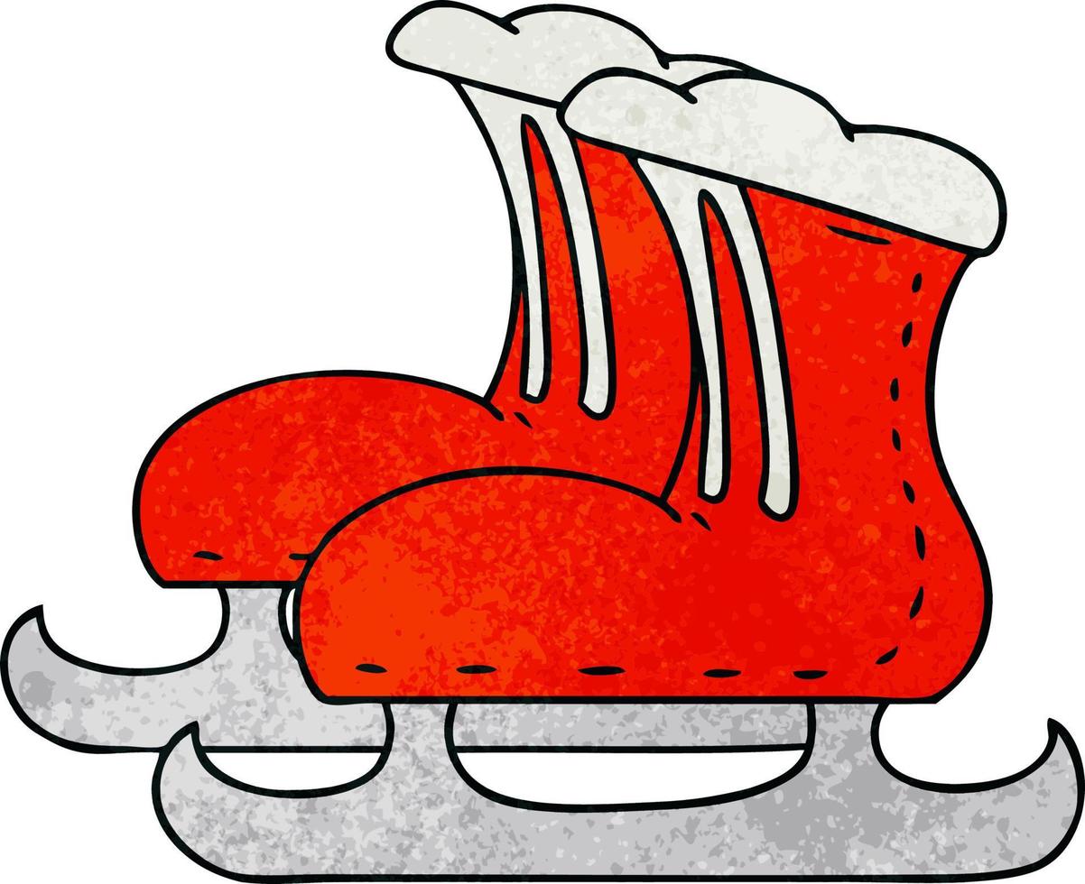 bottes de patin à glace doodle dessin animé texturé vecteur