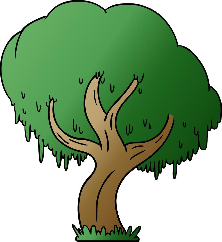 doodle cartoon dégradé d'un arbre vert vecteur