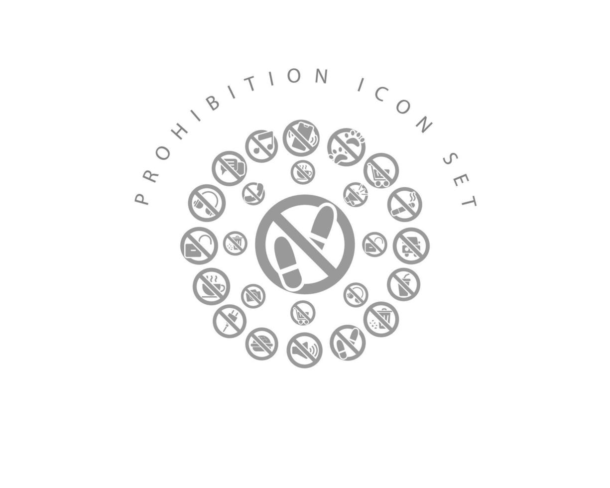 conception de jeu d'icônes d'interdiction sur fond blanc. vecteur