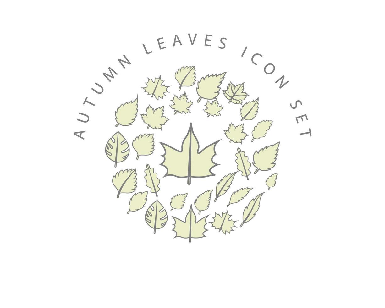 conception de jeu d'icônes de feuilles d'automne sur fond blanc. vecteur