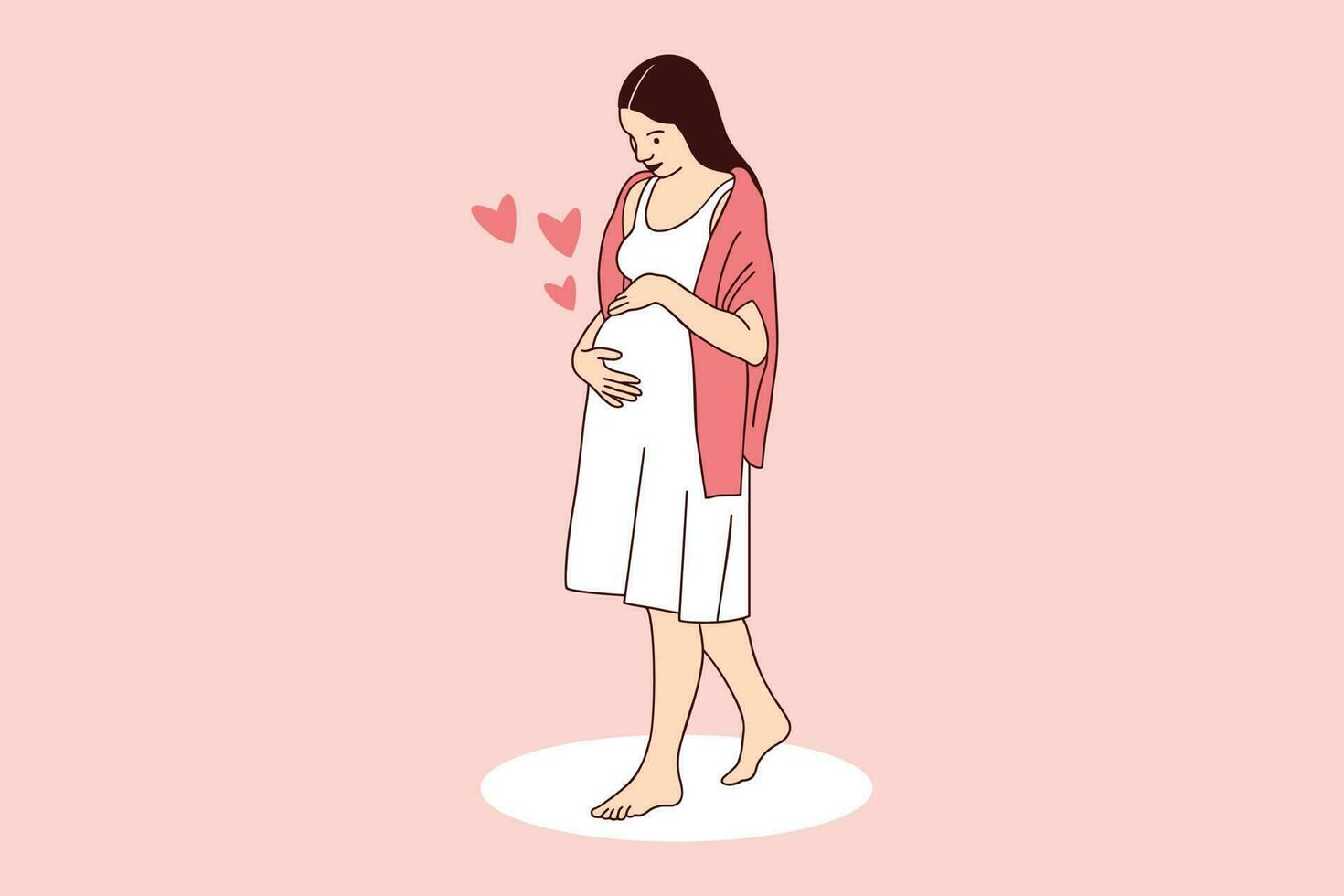 illustrations beau portrait de femme enceinte vecteur