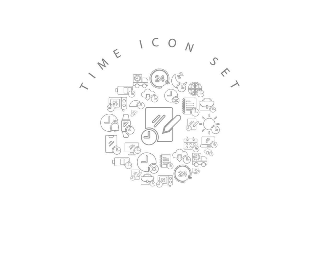 conception de jeu d'icônes de temps sur fond blanc. vecteur