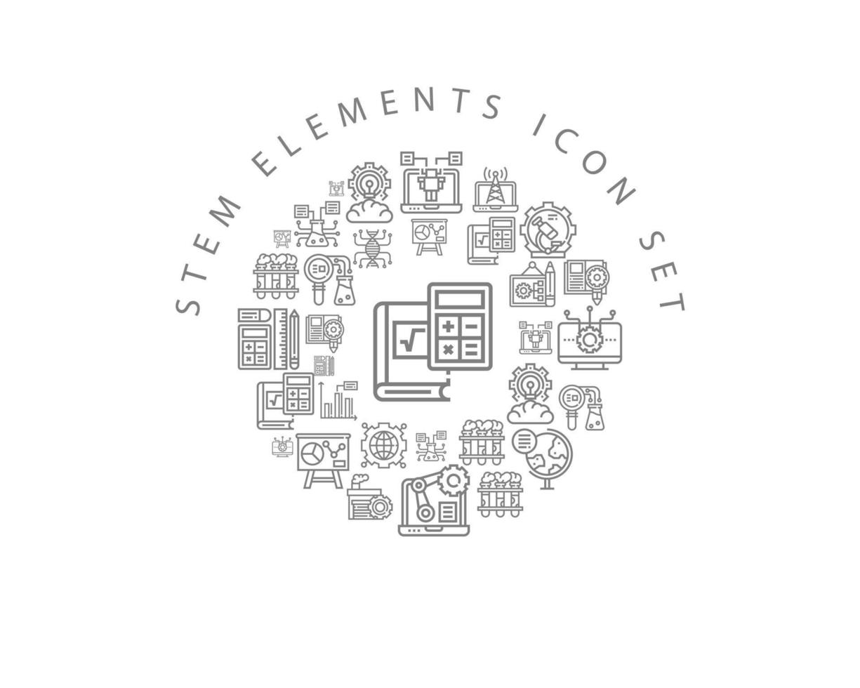 conception de jeu d'icônes d'éléments de tige sur fond blanc. vecteur