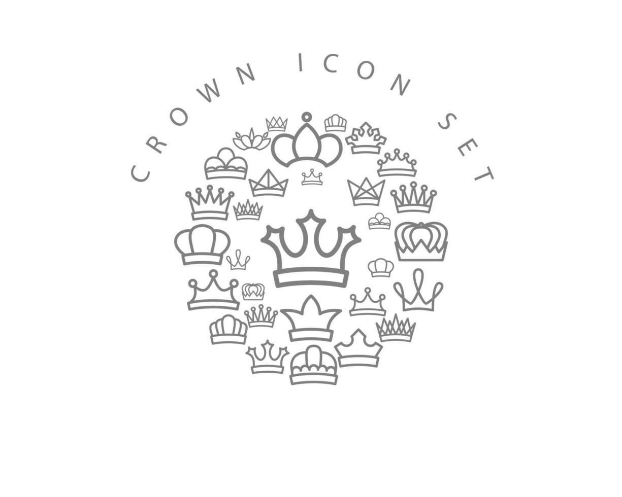 conception de jeu d'icônes de couronne sur fond blanc. vecteur
